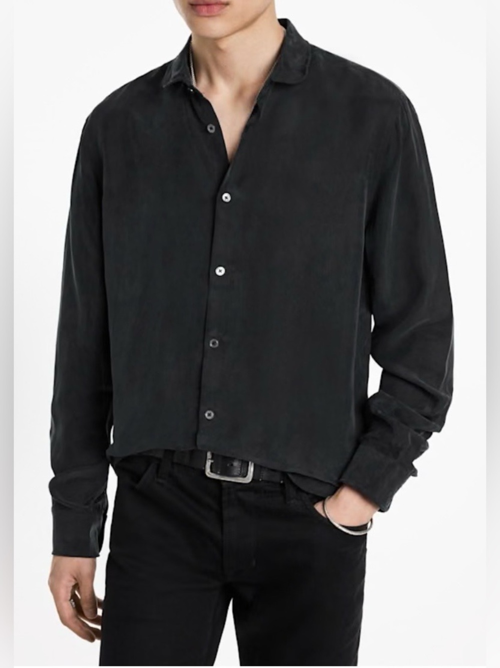 John Varvatos Men's Black Button-Front Long Sleeve Size XL 100% Cotton.